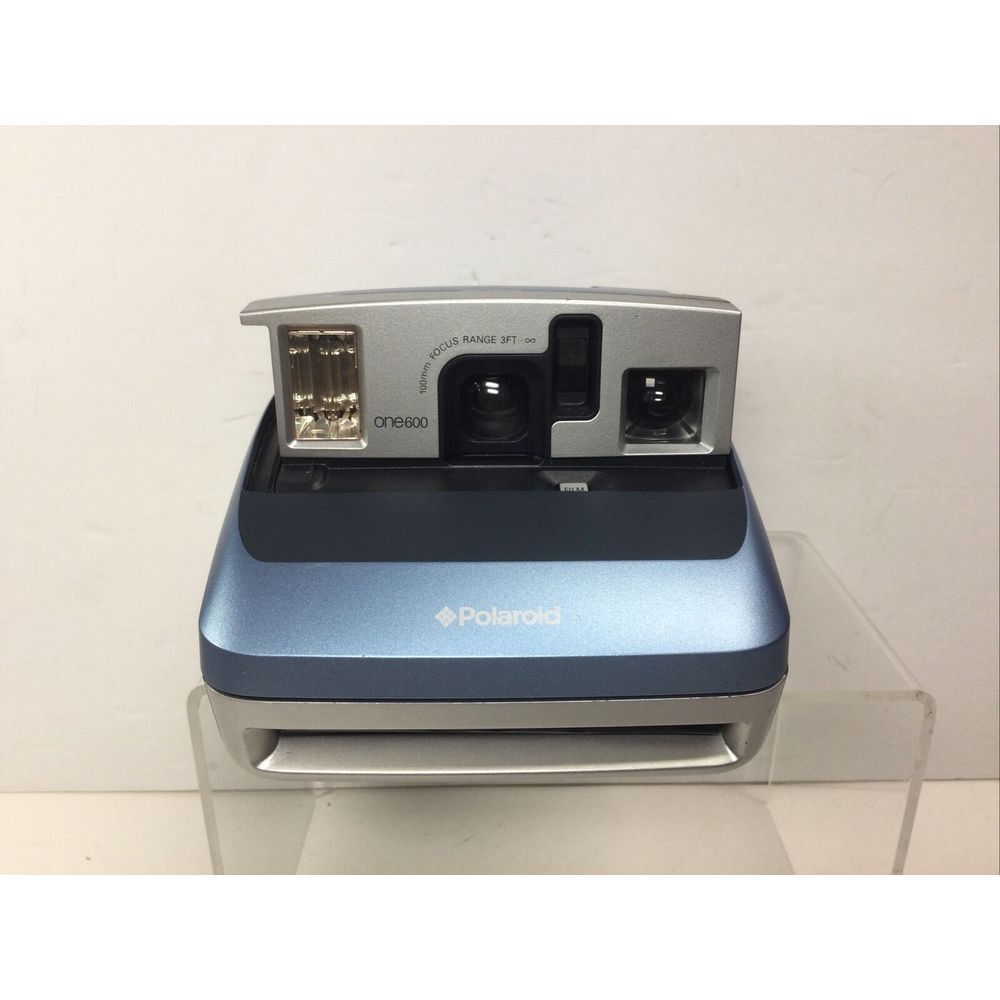 Vintage Polaroid One600 Instant Flash Film Camera‎ Blue Silver